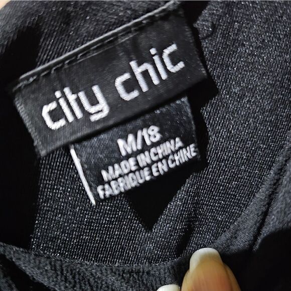 CITY CHIC Black Pink Floral Empire Sleeve Pullover Dress - Size 18 - Picture 6 of 7